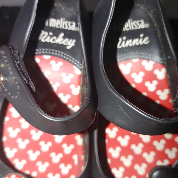 Mini Melissa Black and Red Dress Shoes with Polka Dot Bow Size 8 - Picture 8 of 9